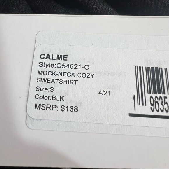 Calme by Johnny Was Mock-Neck Cozy Sweatshirt Womens Small Black Gray Pullover - Picture 6 of 8